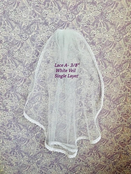 1st Communion Veil - Single Layer/Lace Trim