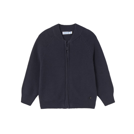 Knit Zip Cardigan - Navy