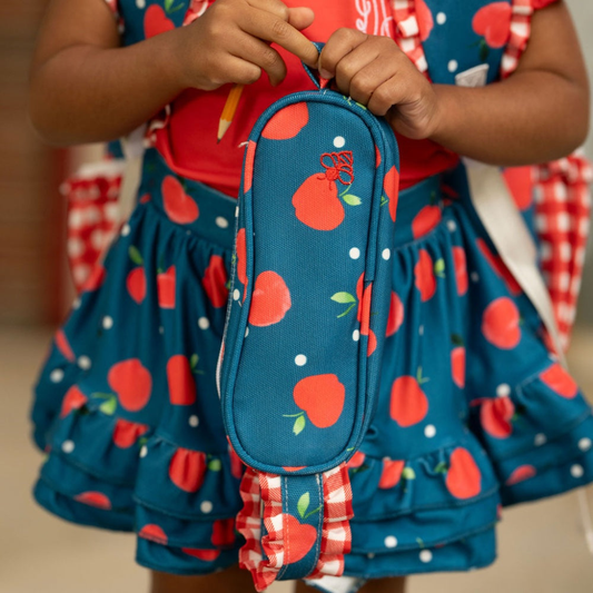 Apples on Navy Pencil Case