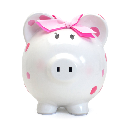 Pink Multi Dot Pig Bank