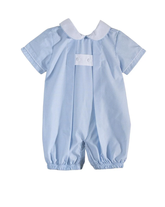 Lt. Blue Gingham Wyatt Romper