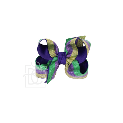 Layered Mardi Gras Metallic Bow