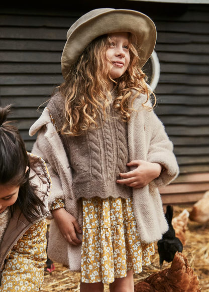 Knit Side Bows Vest - Taupe