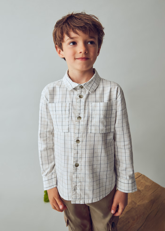 Checkered L/S Shirt - White
