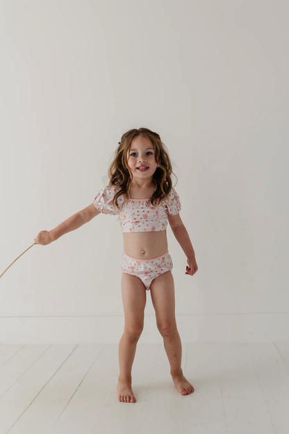 Strawberries - Puff Sleeve Swimsuit