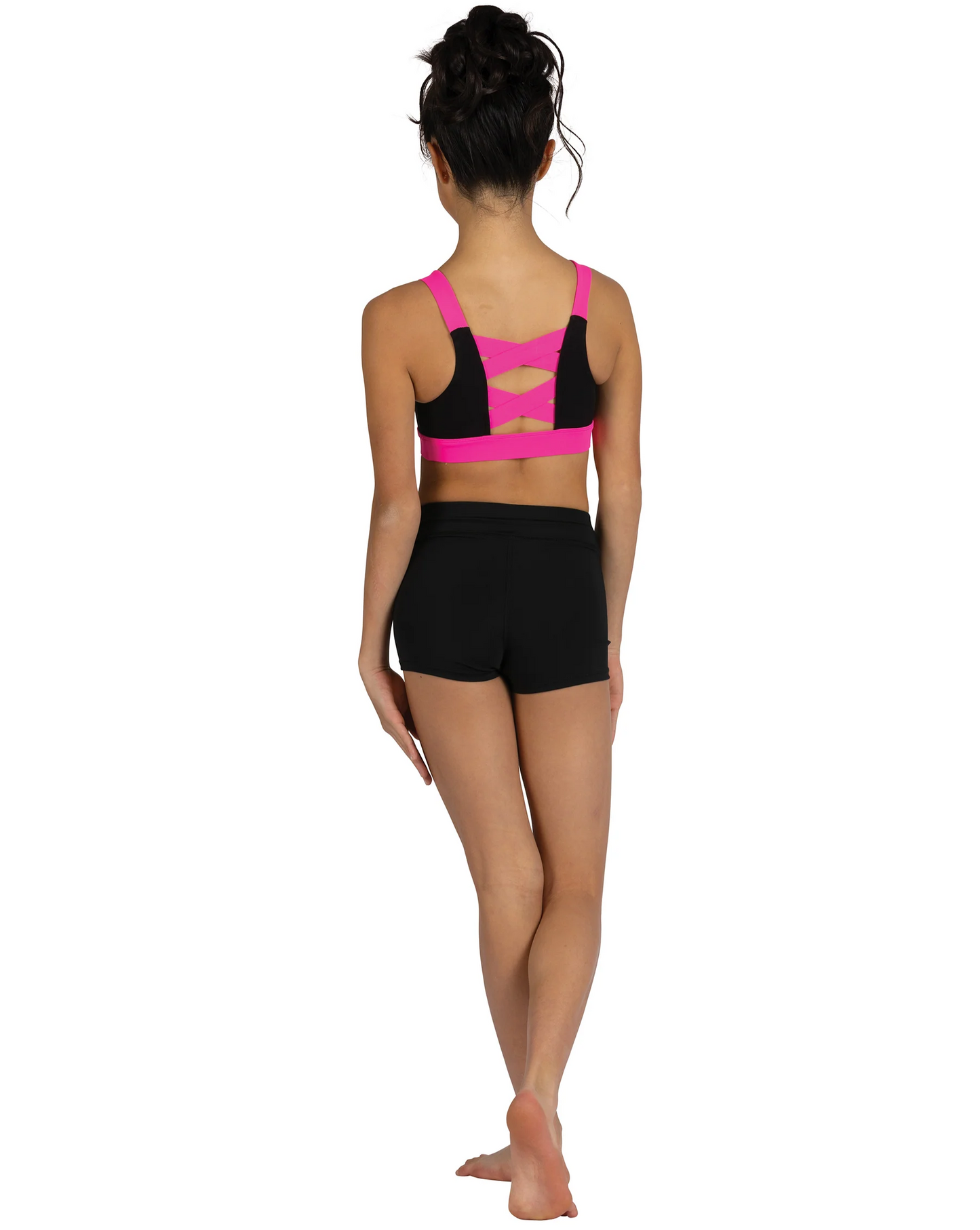 Cross Strap Top - Black/Pink