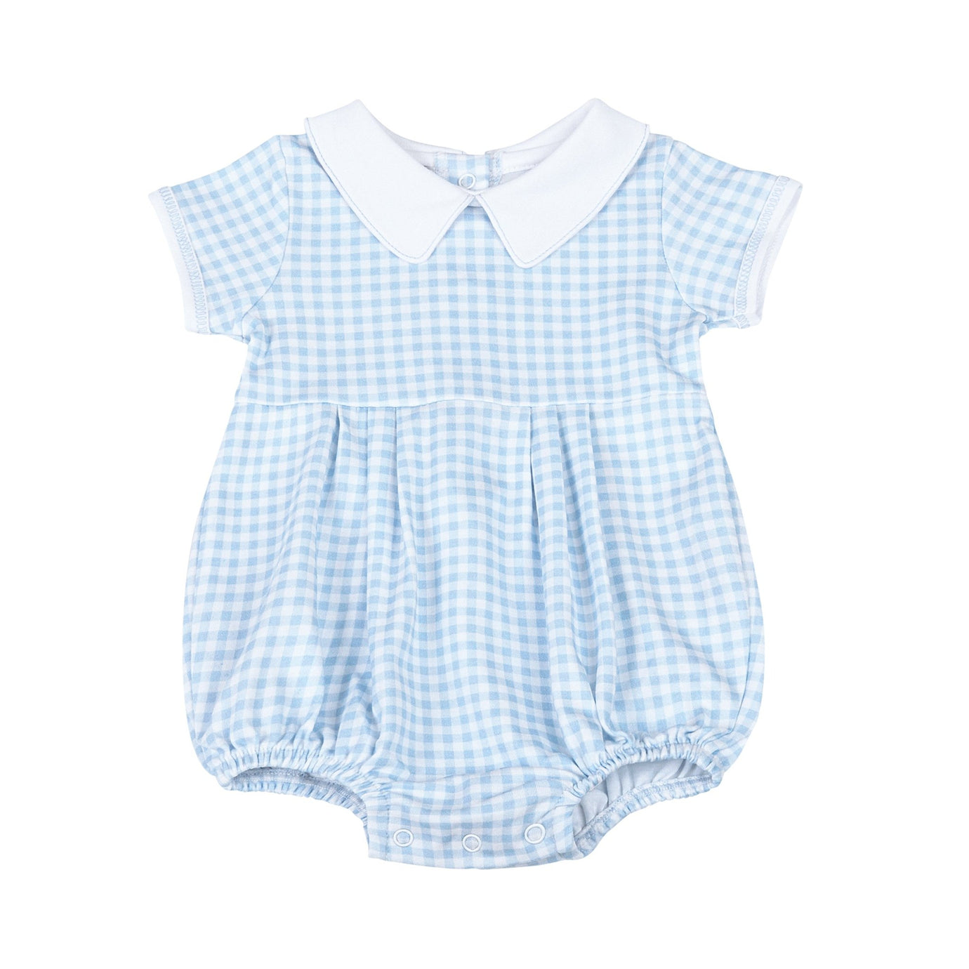 Mini Checks Collared Blue Bubble