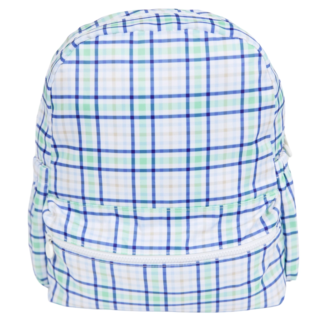 Navy & Green Plaid Backpack