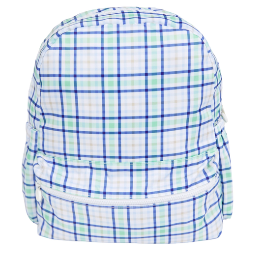 Navy & Green Plaid Backpack