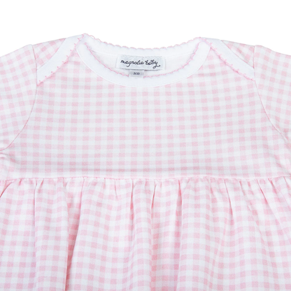 Mini Checks Gath. Gown - Pink