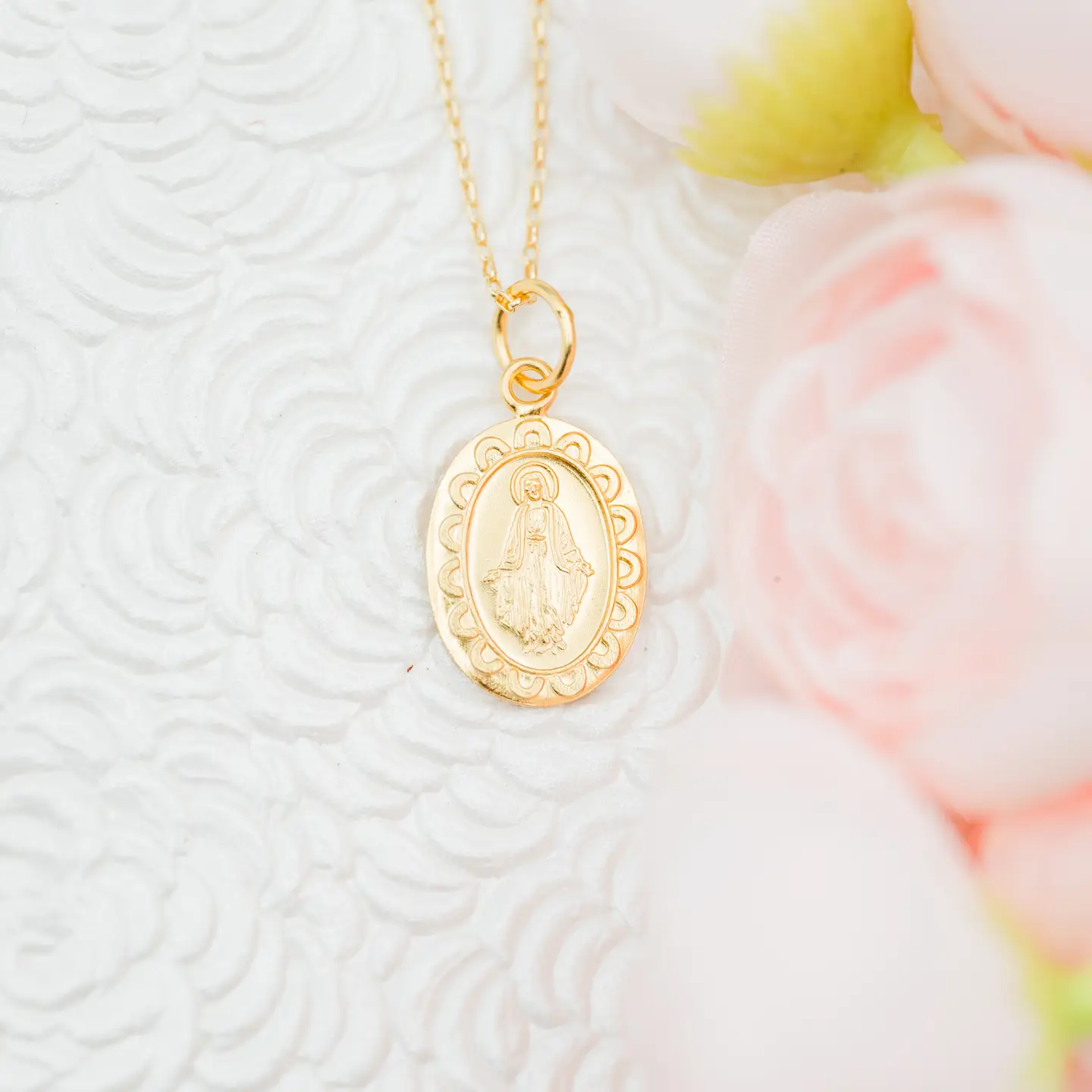 Miraculous Medal Necklace - 14K Gold