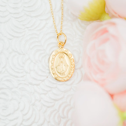 Miraculous Medal Necklace - 14K Gold