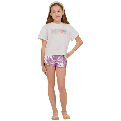 Steph Shorts - Metallic Lavender