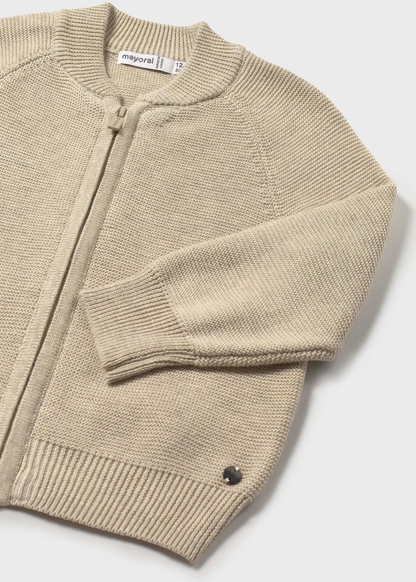 Knit Zip Cardigan - Beige