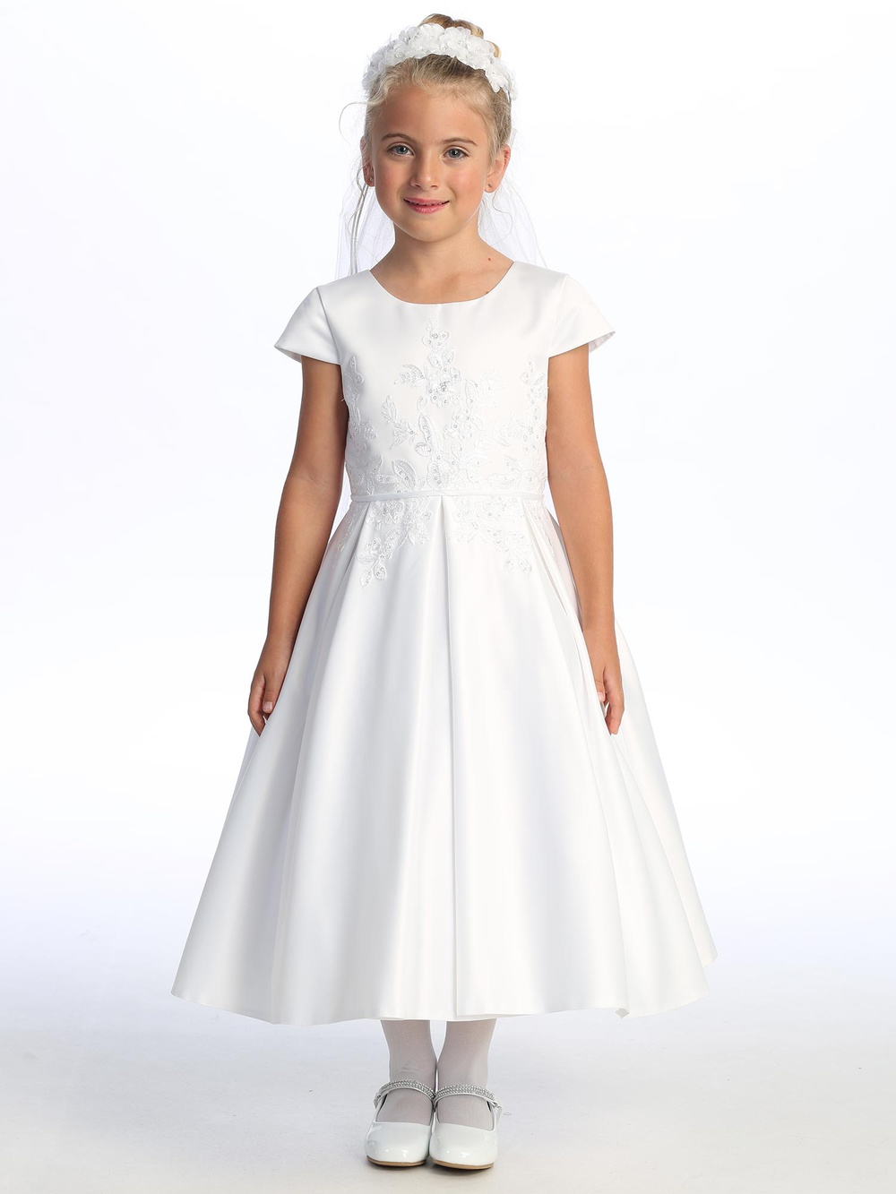 Satin Emb. Tulle Dress
