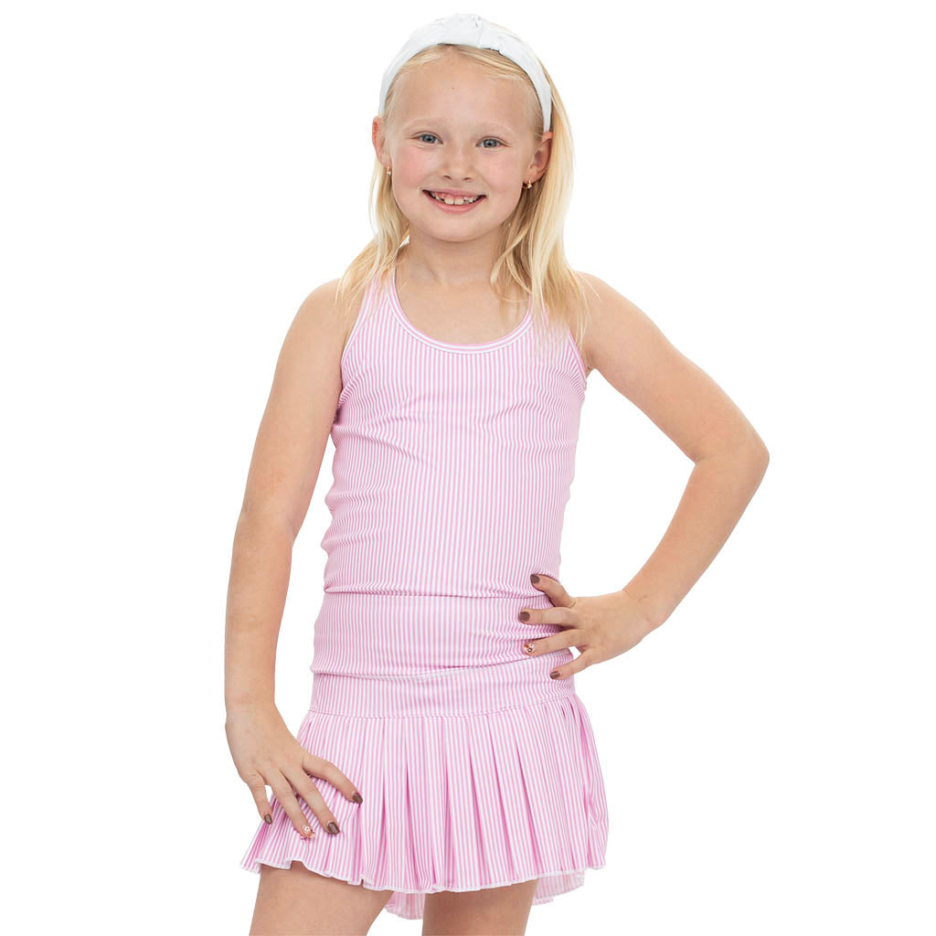 Mini Pleated Skort - Pink Stripe