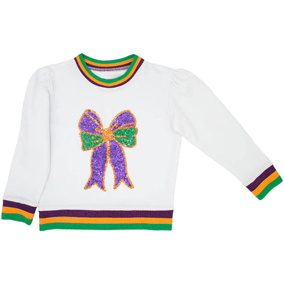Mardi Gras Sequin Bow L/S Top