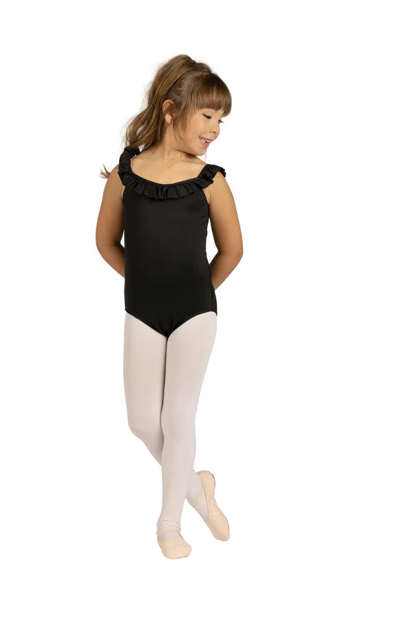 Ruffle Neck Leotard - Black
