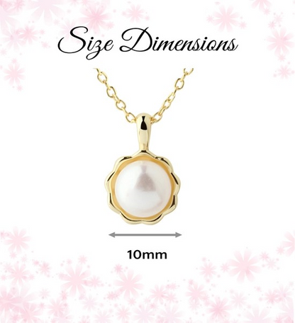 White Pearl Necklace - 14K Gold