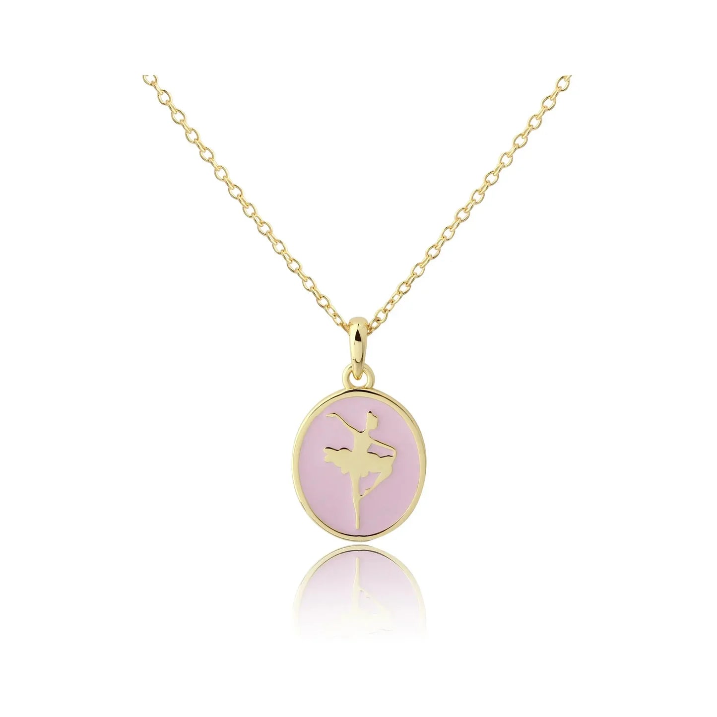 14K Gold-Pink Ballet Dancer Necklace