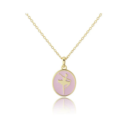 14K Gold-Pink Ballet Dancer Necklace