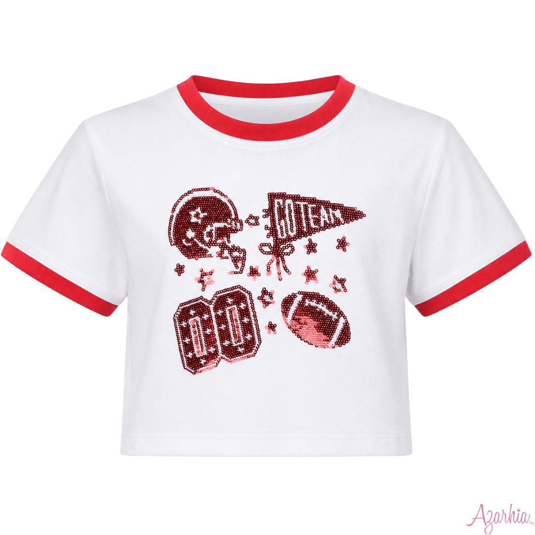 Sequin Football Elements Boxy Tee