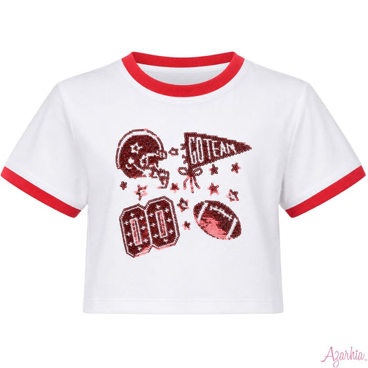 Sequin Football Elements Boxy Tee