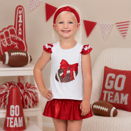 Sequin Football/Shimmer Ruffle Sleeve