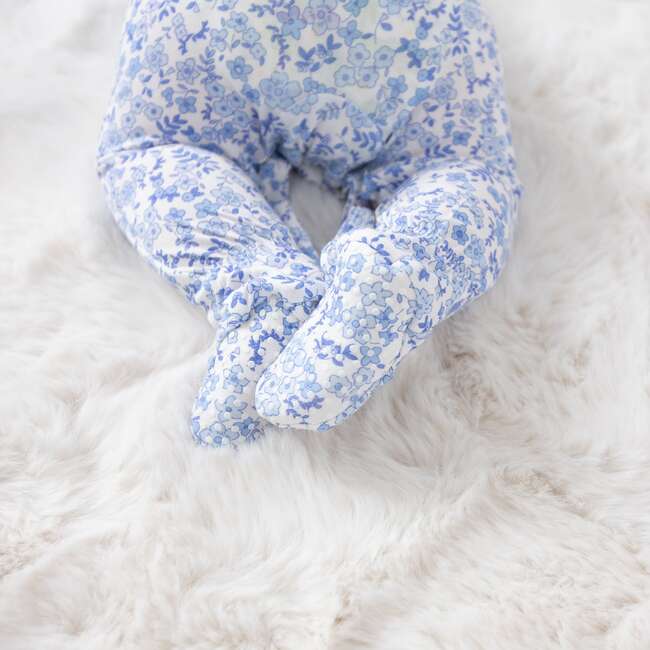 Blue Calico Floral Smocked Footie