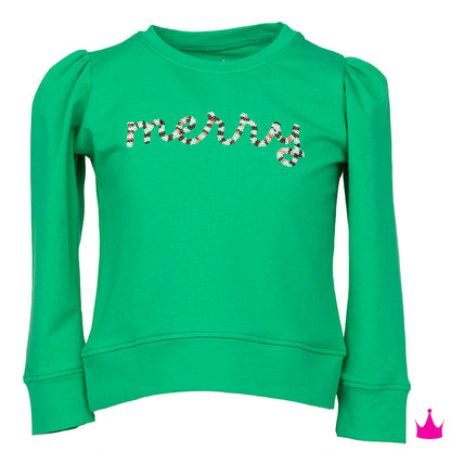Green Sweatshirt-Sequin Merry