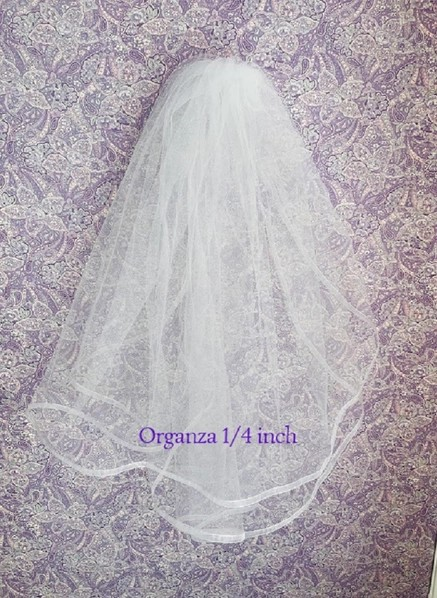 1st Communion Veil - Satin/Organza Roses on Comb
