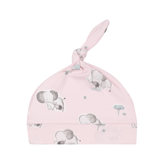 Gray Elephants Pink Knot Hat