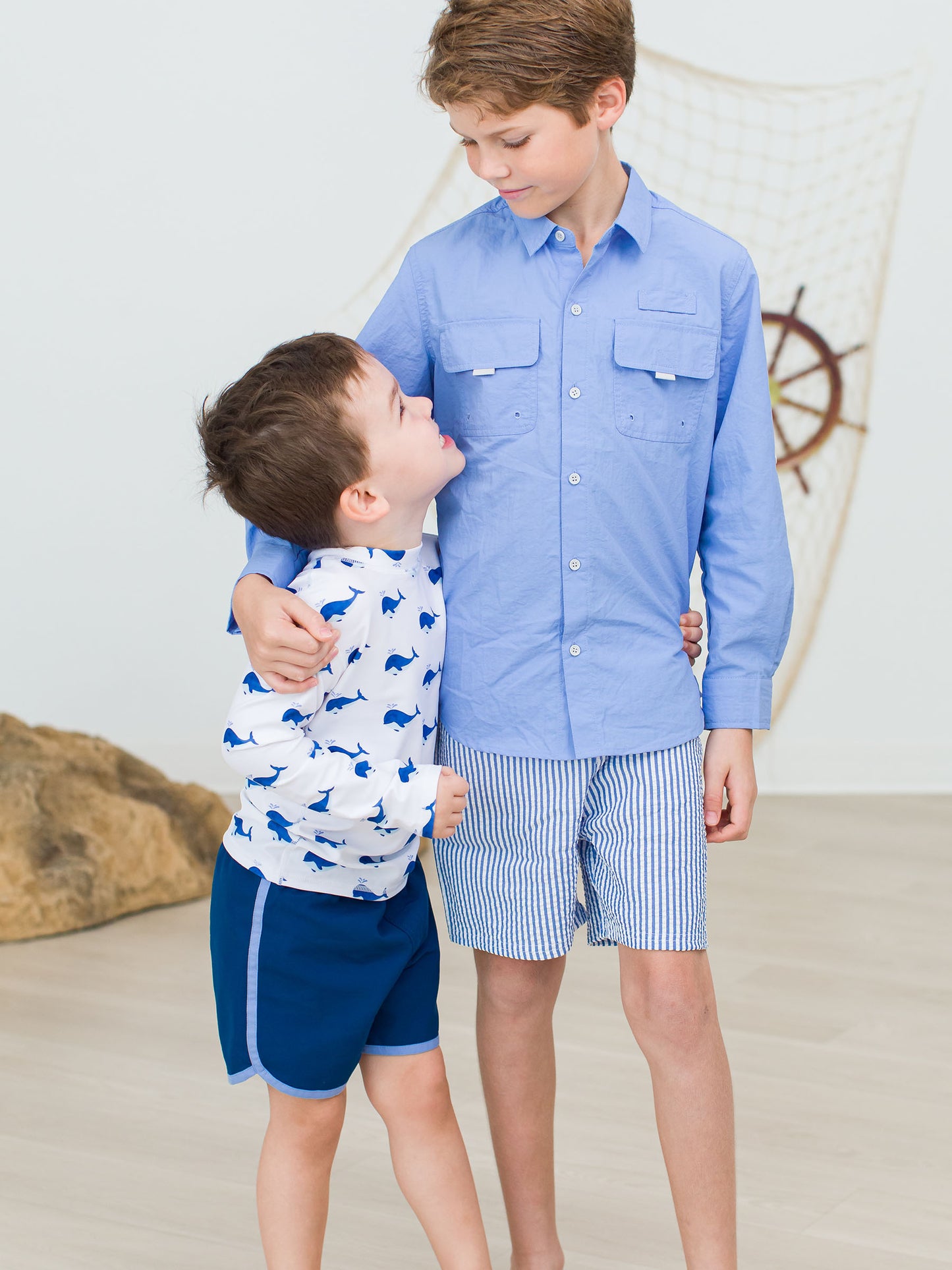 Swim Trunks - Navy Dolphin Hem