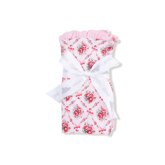 Rose Bow Lattice Ruffle Blanket