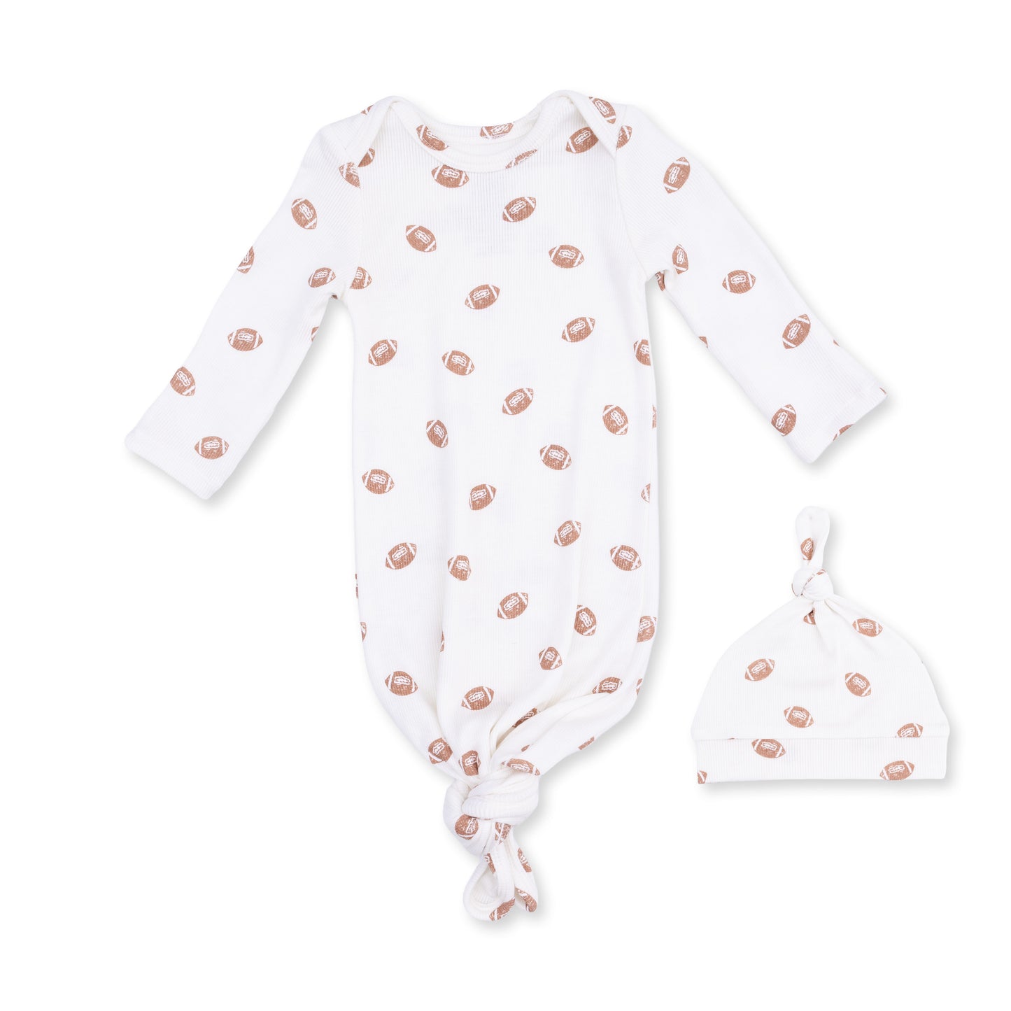 Mini Footballs - NB Knotted Gown & Knotted Hat