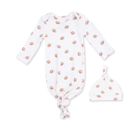 Mini Footballs - NB Knotted Gown & Knotted Hat
