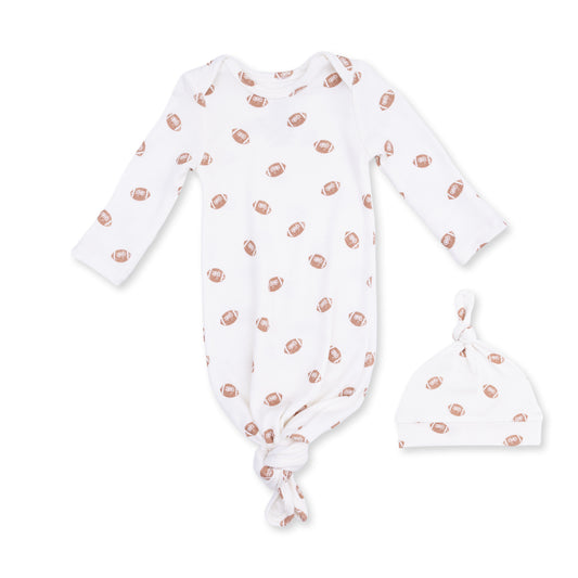 Mini Footballs - NB Knotted Gown & Knotted Hat