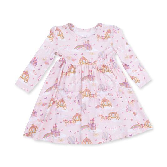 Princess Unicorns And Castle - Twirly LS Dress