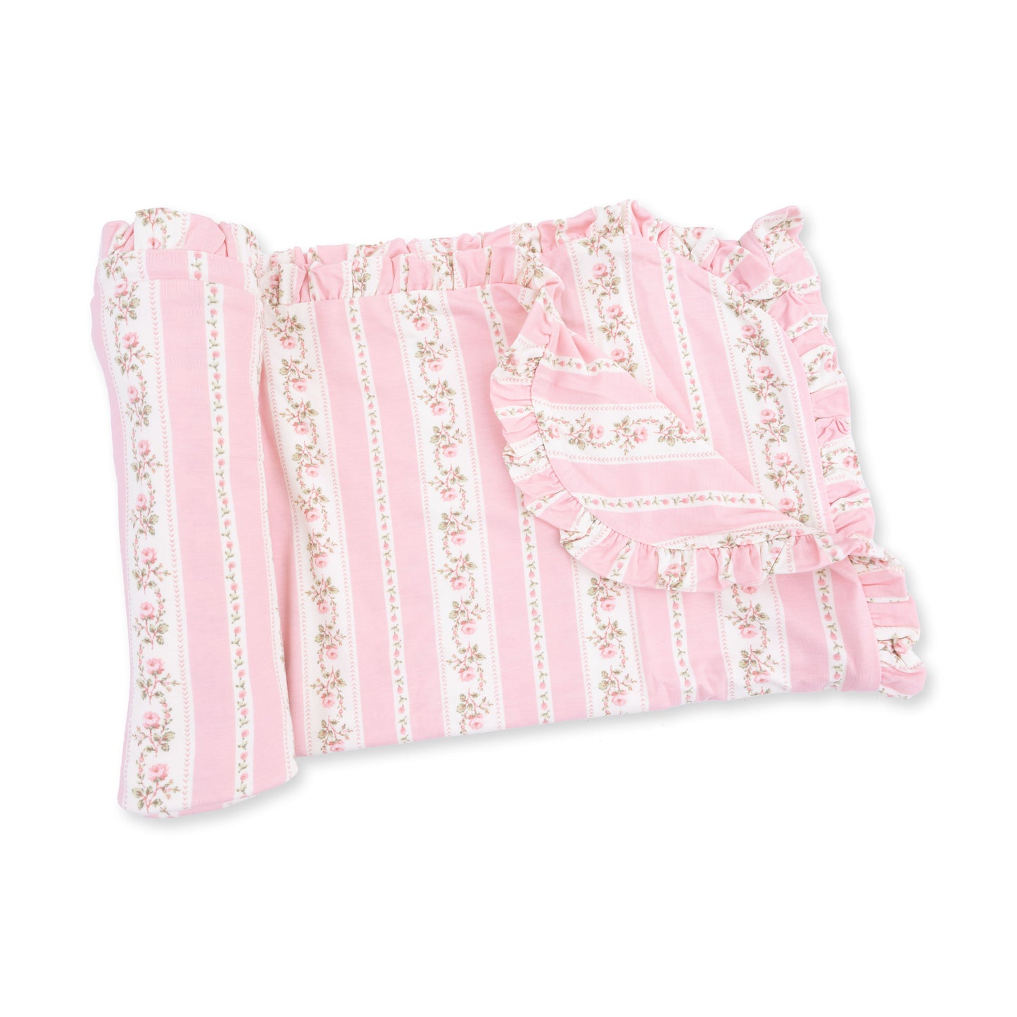 828-ANS Antoinette Stripe-Ruffle Blanket