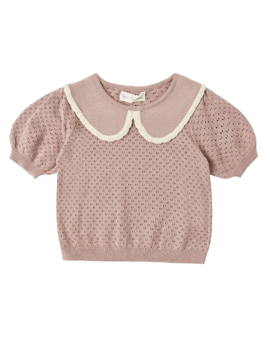 Pointelle Collared Top