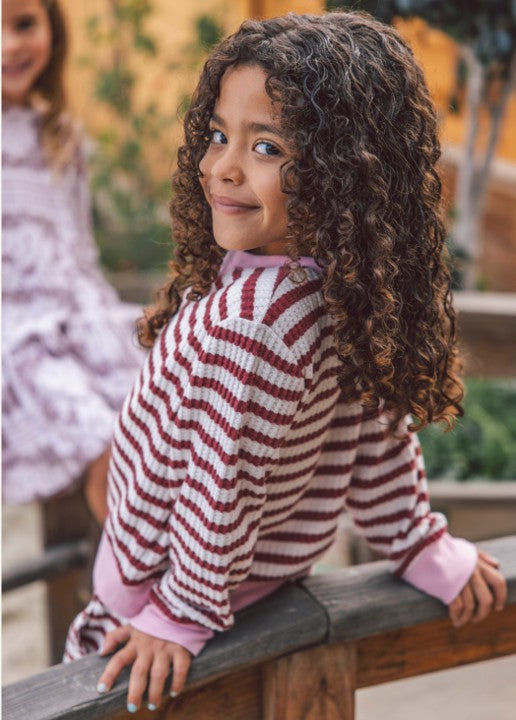 Prism Stripe Pant Set-Mystic Maroon