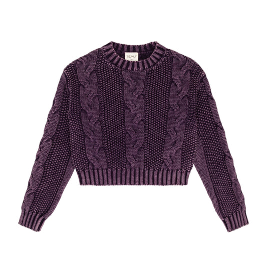 Knit Crop Sweater - Glazed Plum