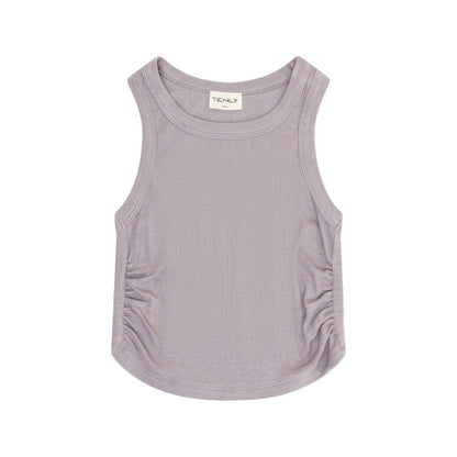 Shirred Slv. Top - Cobblestone