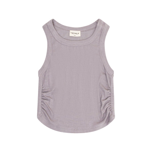 Shirred Slv. Top - Cobblestone