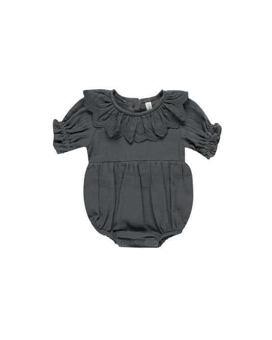 Collared Romper - Indigo