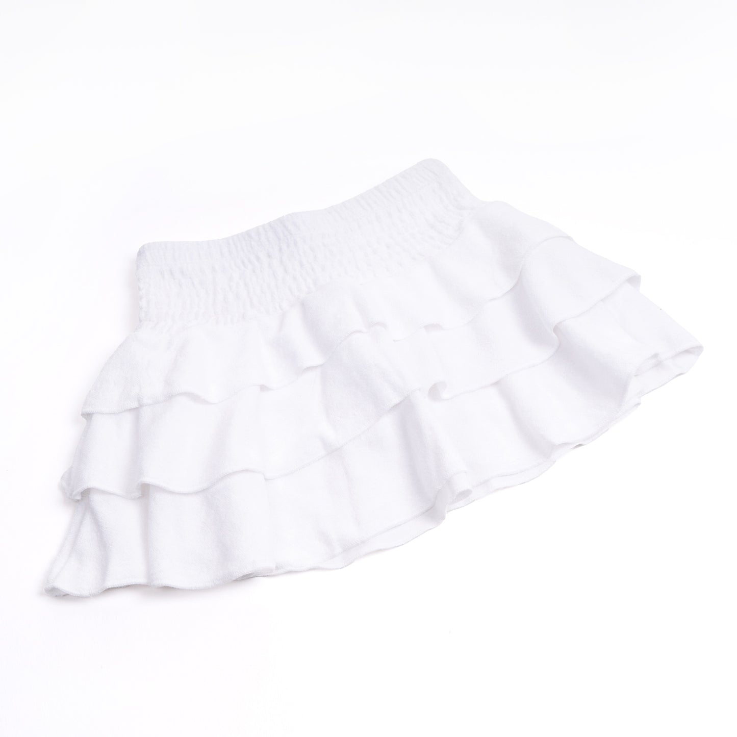 Terry Smocked Skirt - White