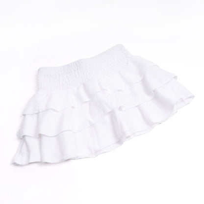 Terry Smocked Skirt - White