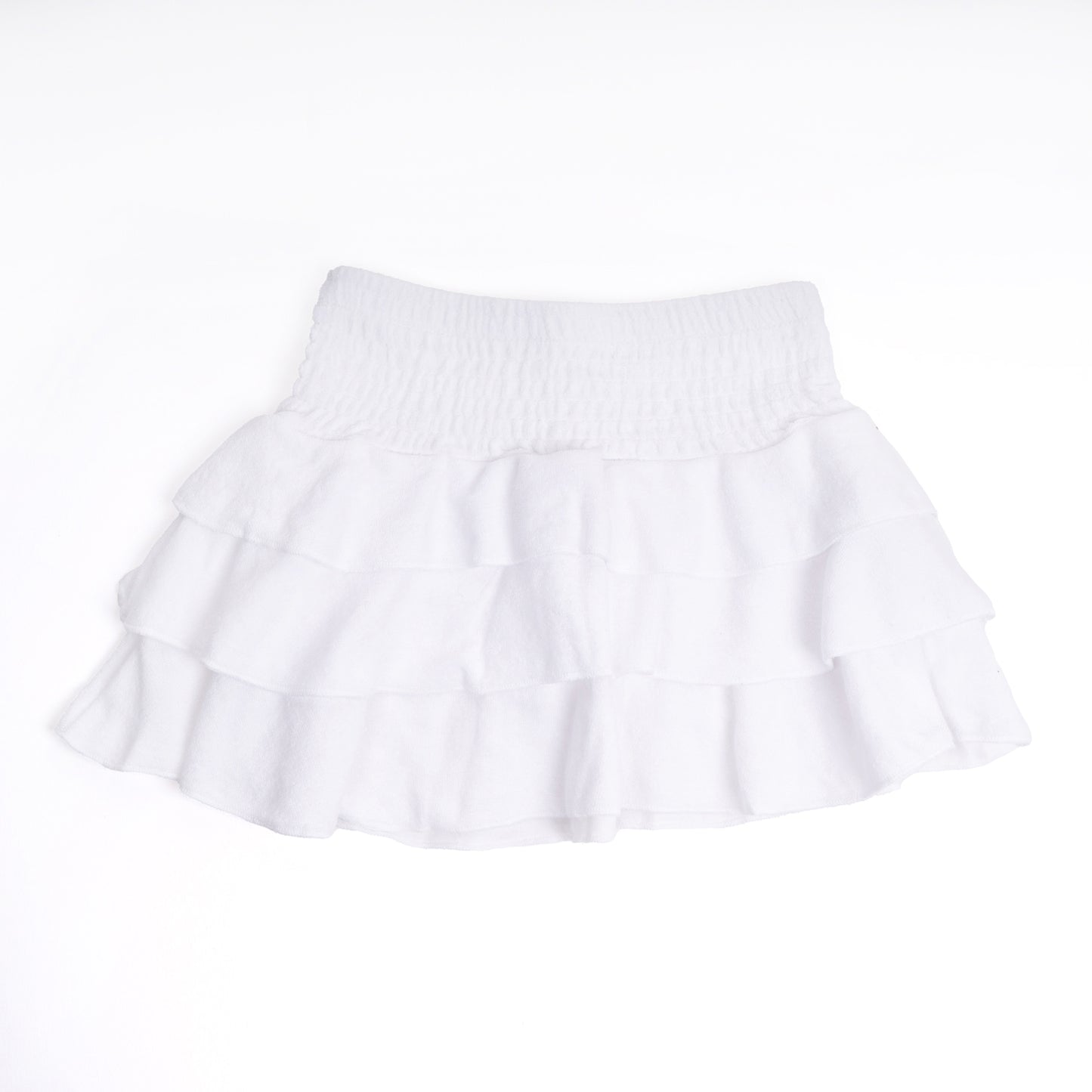 Terry Smocked Skirt - White