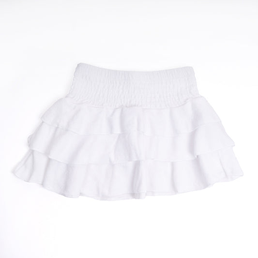 Terry Smocked Skirt - White