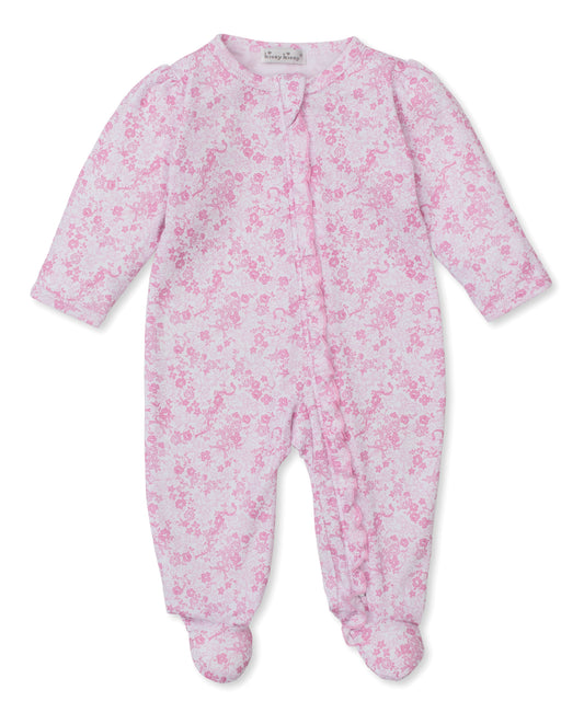 Old English Roses Pink Zip Footie